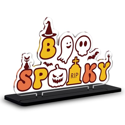 VIESUJI Ghost Acrylic Sign Halloween Decor & Boo Basket Stuffer
