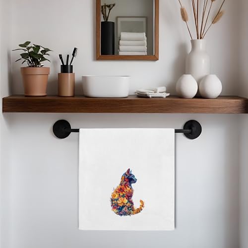 Cat Floral Kitchen Towels - 16x24 Inch Decorative Hand Towels