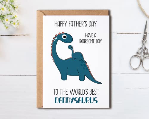 Daddysaurus Father's Day Card - World's Best Daddy Saurus Dinosaur Greeting Card