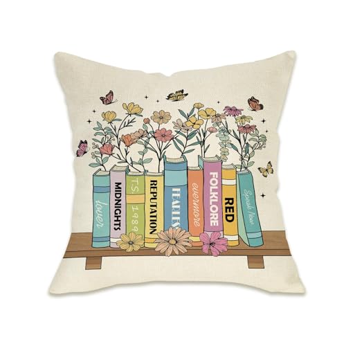 Fahrendom Music Floral Throw Pillow Cover 18x18 - Perfect for Book Lovers