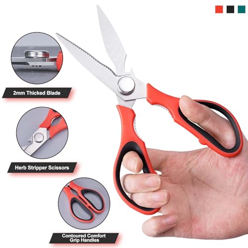 3-Pack Heavy Duty Stainless Steel Kitchen Scissors - All Purpose Cooking Shears for Meat, Vegetables & Seafood