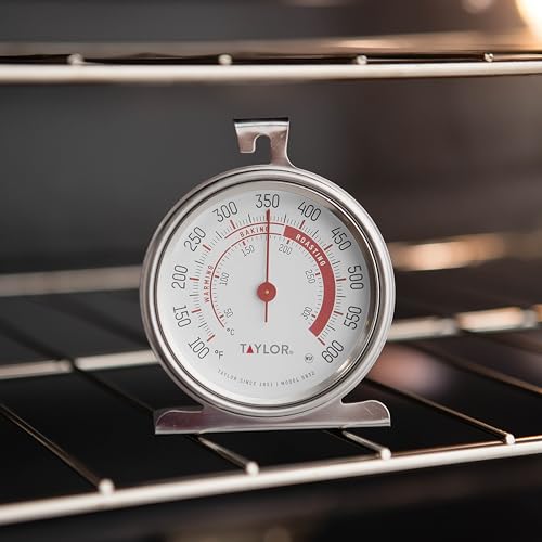 Taylor Precision Products Large Dial Oven Thermometer, Stainless Steel, 1-Pack