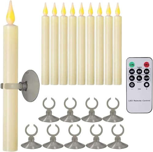 9-Pack Flameless Window Candles with Magnetic & Suction Cup Holders