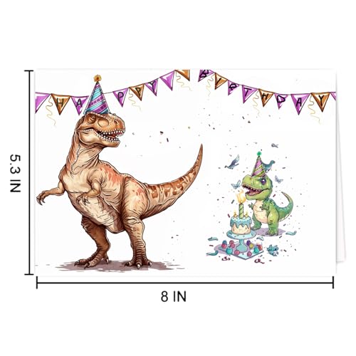 Cute Tyrannosaurus Birthday Card for Kids - Fun Dino Design