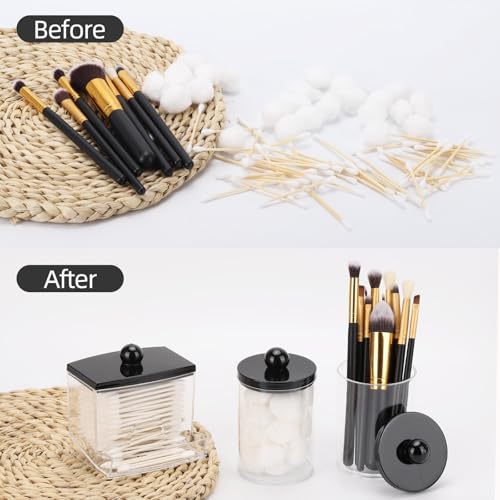 Tbestmax 10oz Cotton Ball Holder & Qtips Dispenser - Black