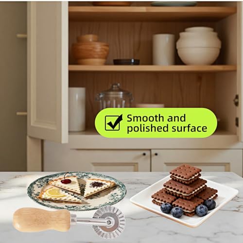 Hiiooweiyi Pasta Cutter Wheel with Wooden Handle - Fluted Ravioli & Pizza Cutter