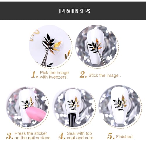 MOLILON Gold Zodiac Nail Art Stickers 3D Constellation Decals 3 Sheets