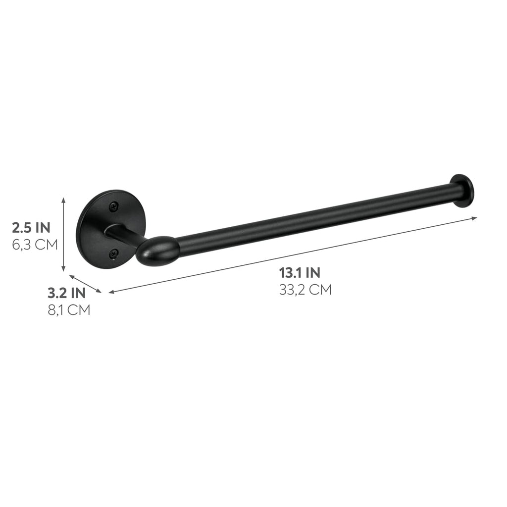 iDesign Orbinni Wall Mounted Metal Paper Towel Holder, Roll Organizer for Kitchen, Bathroom, Craft Room, 13.75" x 2.5" x 4.25", Matte Black