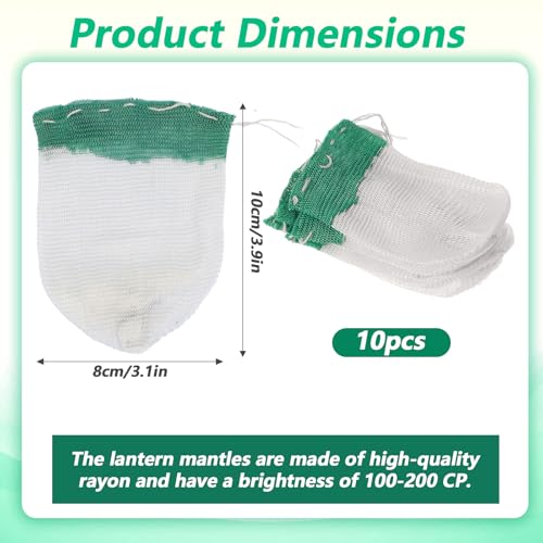 10Pcs Cotton Yarn Tie-Down Lampshades for Propane Lanterns, Coleman Lantern Mantles, Ropane Lantern Mantle 3.9x3.1in£¨White/Green£©
