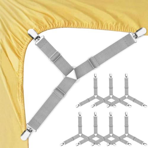 Foloda Adjustable Bed Sheet Fasteners - Triangle Elastic Gripper Straps