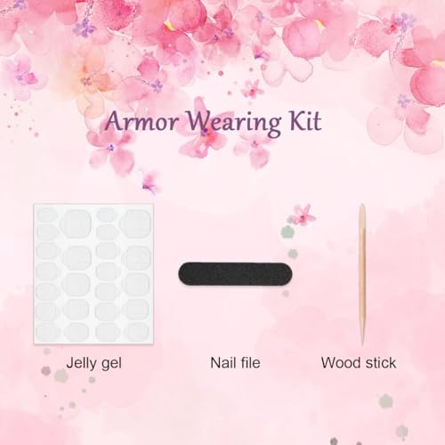 Pink White Gradient French Tip Press On Nails with Silver Glitter & Flower Design - Short Square Fake Nails Set