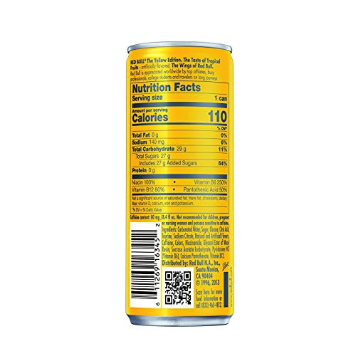 Red Bull Yellow Edition Energy Drink, Tropical, 8.4 Fl Oz (8 Pack)