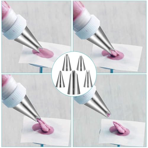 5-Piece Stainless Steel Leaf Piping Tips Set for Cake Decorating