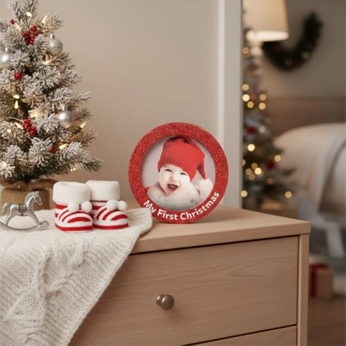My First Christmas Red Glitter Photo Ornament - Keepsake Frame