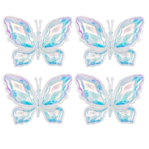 26-Inch Rainbow Butterfly Mylar Balloons - 4 Pack Party Decor