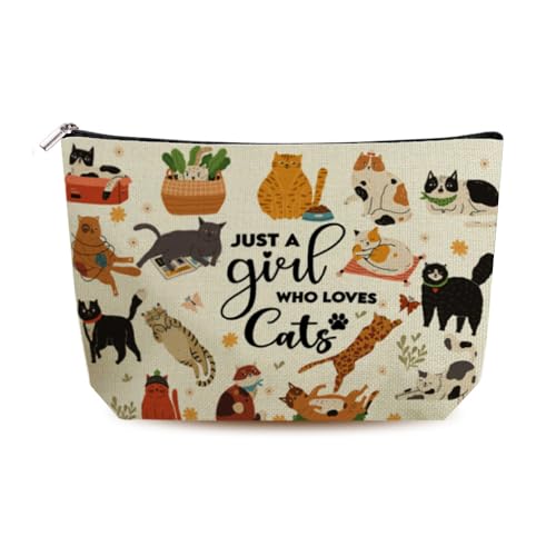 Yreamont Cat Print Makeup Bag Cute Cosmetic Pouch for Women and Cat Lovers
