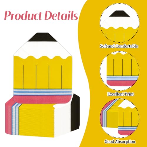 50 Pcs Pencil Shaped Napkins - Back to School Party Decor & Supplies