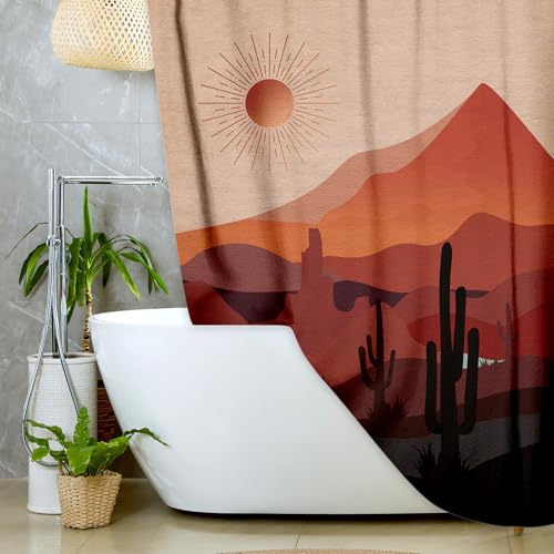 Boho Southwestern Shower Curtain - Desert Sunset Design, 70x70