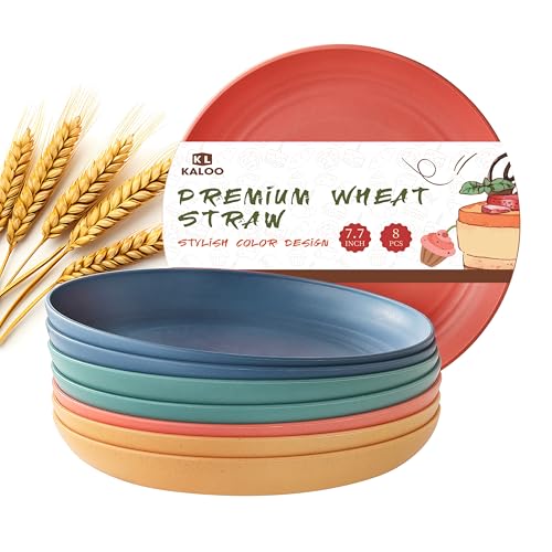 KL KALOO 8 PCS Eco-Friendly Wheat Straw Plates - Unbreakable & Microwave Safe