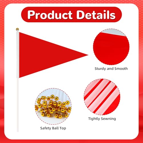 25 Pack Red Pennant Flags - Mini Handheld Flags for Parties & Events