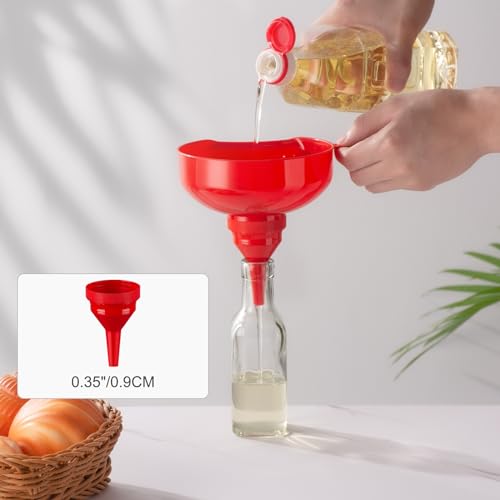 Pisol Red Wide Mouth Funnel for Kitchen Use - Food Grade, Rotating Design, 4 Sizes