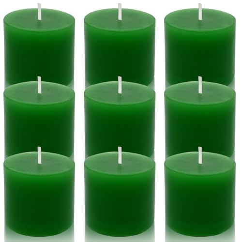 9 Pack Green Votive Candles - 8 Hour Unscented Wax Candles for Table Decor