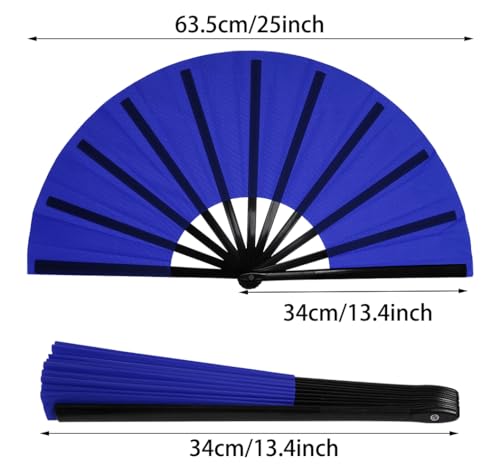 Durable Royal Blue Folding Hand Fan for Dancing & Events