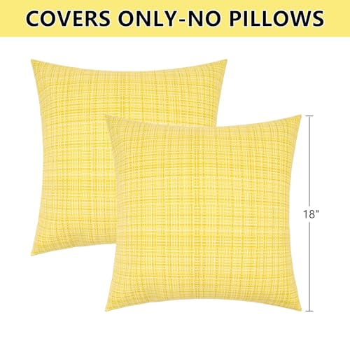 HADEEONG 18x18 Waterproof Outdoor Throw Pillow Covers, Yellow (Pack of 2)
