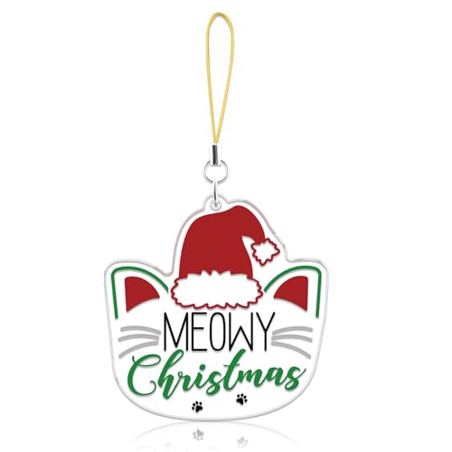 SUDIKUB Meowy Christmas Cat Acrylic Ornament Holiday Tree Decoration