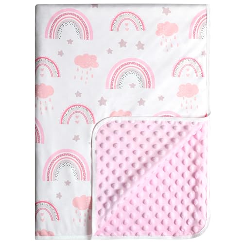 GUNTAIL Soft Baby Blanket - 30x40 Rainbow Dotted Plush Crib Blanket