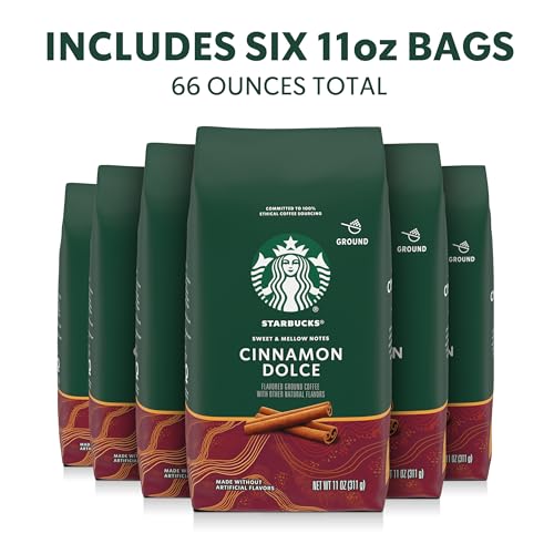 Starbucks Cinnamon Dolce Ground Coffee - 6 Bags, 11 oz Each