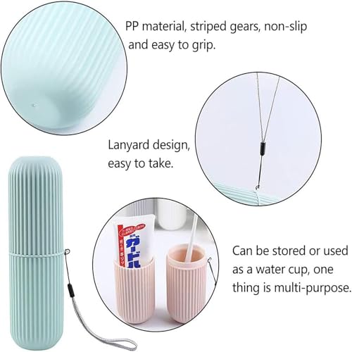 DJRDym Toothbrush Travel Case Set - Portable Holder Cup 3 Pack