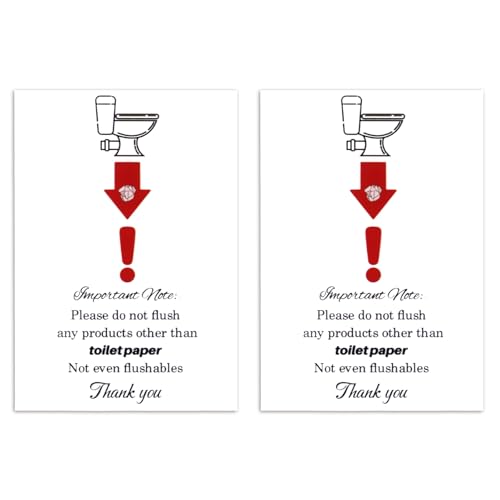 2 Pack Bathroom Signs - Do Not Flush Anything Except Toilet Paper