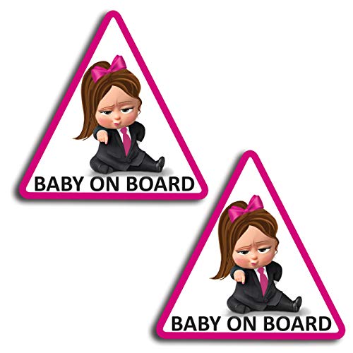 Baby on Board Girl Vinyl Decal Stickers for Car Windows - 2 Pack
