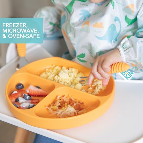 Bumkins Silicone Suction Plate for Toddlers & Babies - Non-Skid Grip Dish
