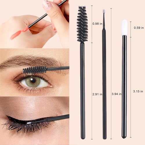 DWNDN 200Pcs Eyelash Extension Kit Disposable Mascara Wands and Lip Brushes