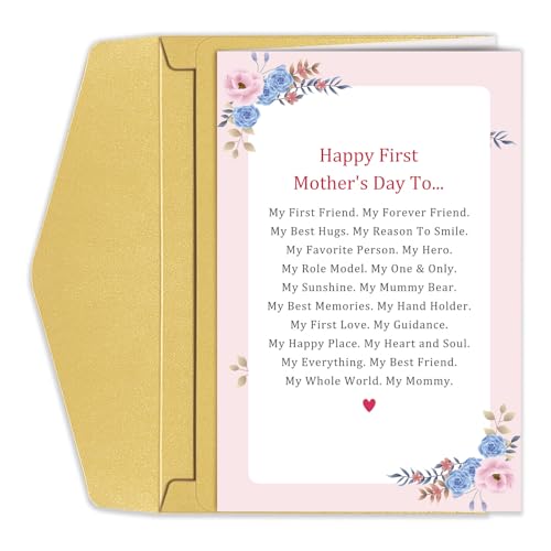 First Mother's Day Card from Baby - Romantic Poem Greeting Card for New Mom
