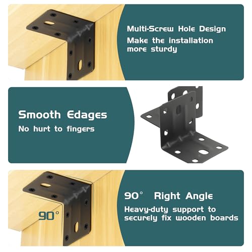 Alise 10 Pack Heavy Duty Black L Brackets 2x2in for Furniture