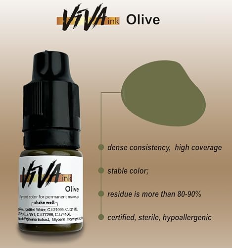 VIVAINK Permanent Makeup Correction Pigment 0.2oz Olive