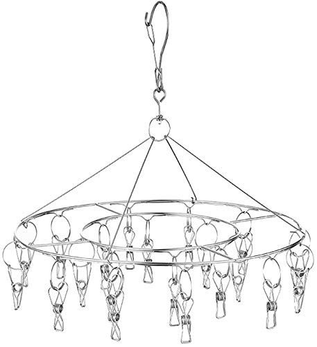 CenYouful Stainless Steel Round Hanging Drying Rack with 20 Clips, Circular