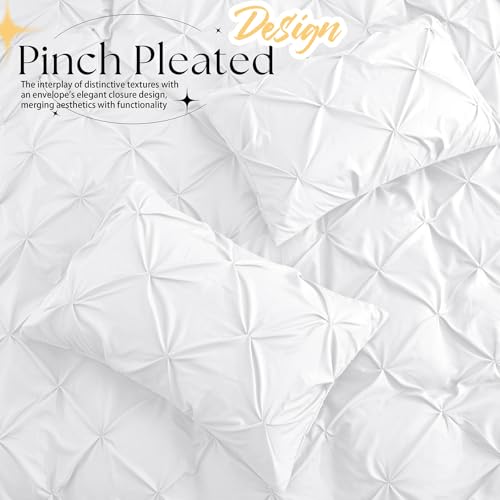 VACVELT 2-Pack White Pintuck Pillow Shams, 20x26 Inch