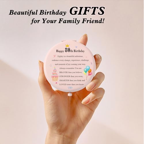 Ratifyale 80th Birthday Pink Pocket Makeup Mirror for Women