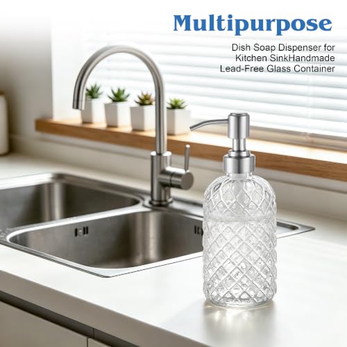 Glass Soap Dispenser Refillable Pump for Bathroom & Kitchen - Clear