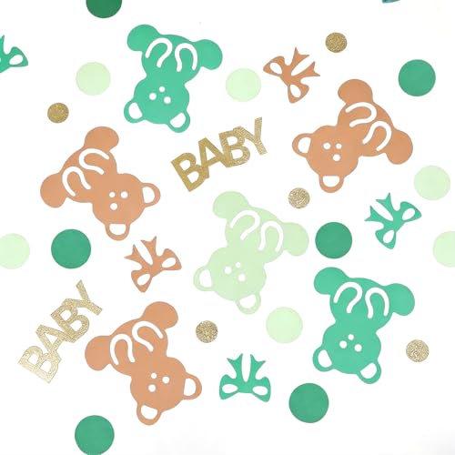 132 Pcs Bear Confetti for Baby Showers & Parties - Cream & Brown