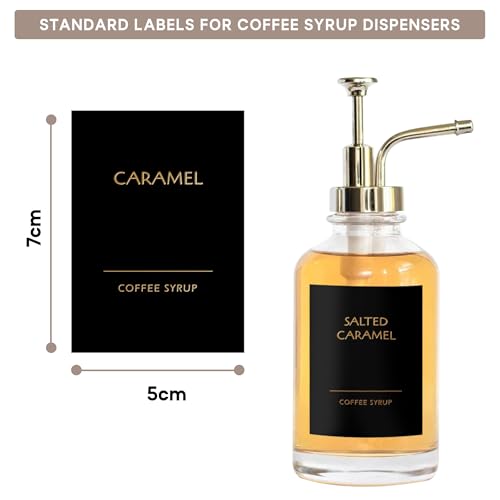 KYONANO 84 Coffee Syrup Labels - Word-Black, Durable & Stylish