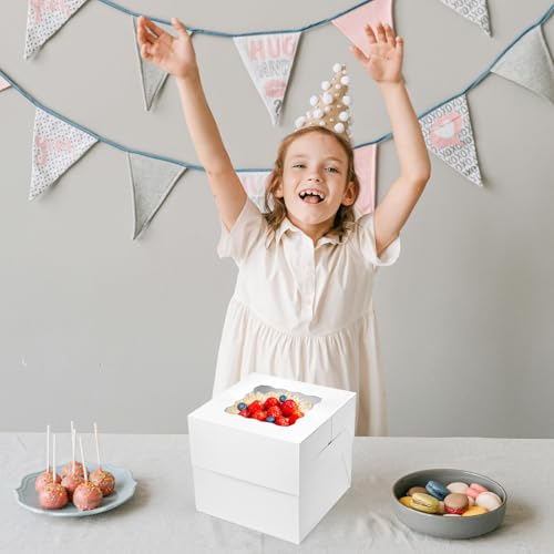VGOODALL 2 Pack 8x8x8 Inch White Cake Boxes with Window