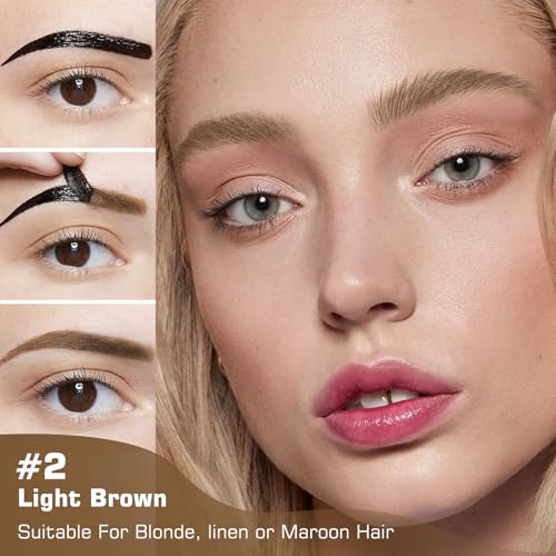 Anguishil Peel Off Eyebrow Gel with Stencils - Light Brown Waterproof