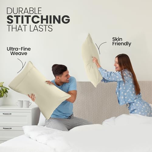 Utopia Bedding King Size Pillow Cases, Set of 4, Ivory Brushed Microfiber