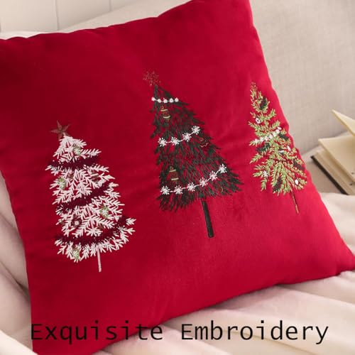 Christmas Velvet Throw Pillow Covers - Set of 2, 18x18 inches