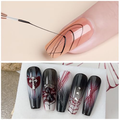 WOKOTO 5-Piece Rose Gold Nail Art Liner Brush Set - Fine Detail & Striping